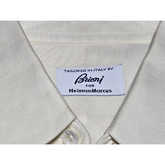 Brioni for Neiman Marcus Cream Dress Shirt Mens L 17 - Picture 2 of 6